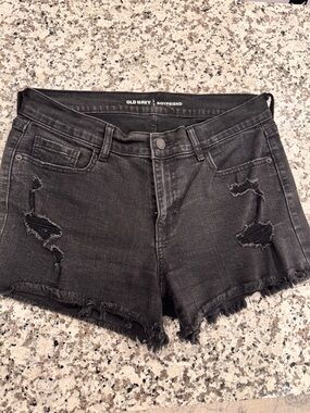 Old Navy Black Distressed Boyfriend Denim Shorts